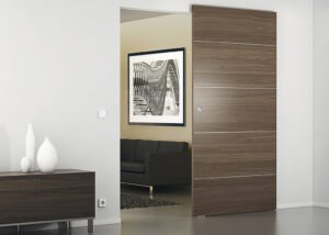 Sliding door fitting, Häfele Slido D-Line43 80M, set with running track for 1 door leaf